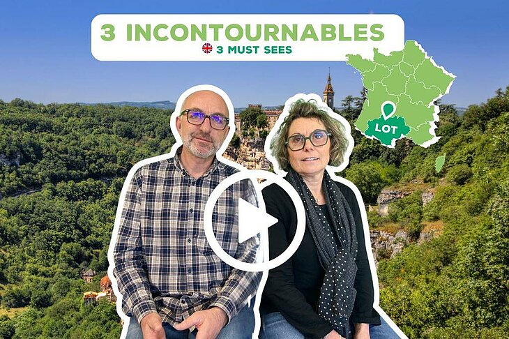 Nathalie et Frédéric du Camping Le Ventoulou présentent en vidéo les incontournables à découvrir autour de Thégra, pour un séjour riche en découvertes touristiques dans le Lot.
