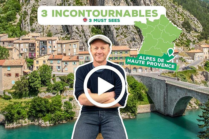 vidéo présentant les incontournables autour du camping Les Prés Hauts à Sisteron, avec le propriétaire du camping mettant en avant les meilleures activités et sites à découvrir dans les Alpes-de-Haute-Provence.
