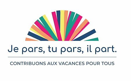 Logo de la Fondation Je Pars Tu Pars Il Part, à laquelle certains campings Sites et Paysages offrent des séjours pour permettre à des familles qui n'en n'ont pas les moyens de partir en vacances